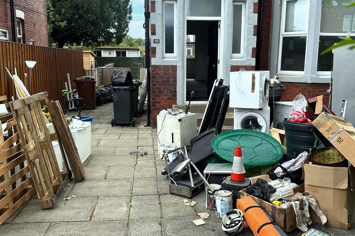 internal house waste and rubbish clearance outside of the front porch of a home